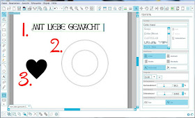 Screenshot mit Schriftzug, Kreisen und Herz