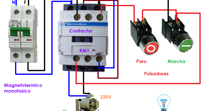 Esquemas eléctricos: Marcha y paro monofásico
