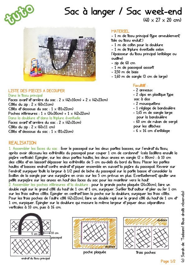 *Tadaam : DIY / Tuto ★ Sac à langer ou sac week end