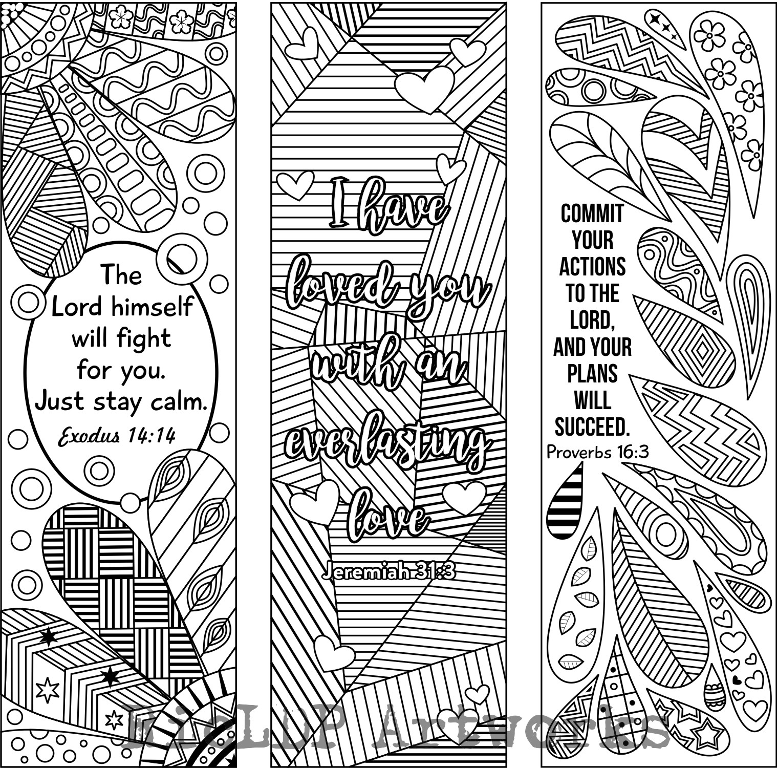 RicLDP Artworks Six Bible Verse Coloring Bookmarks