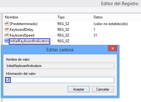 activar bloqueo numérico al iniciar windows 8