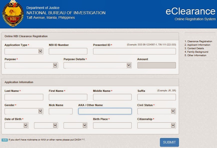 NBI online registration system 2014
