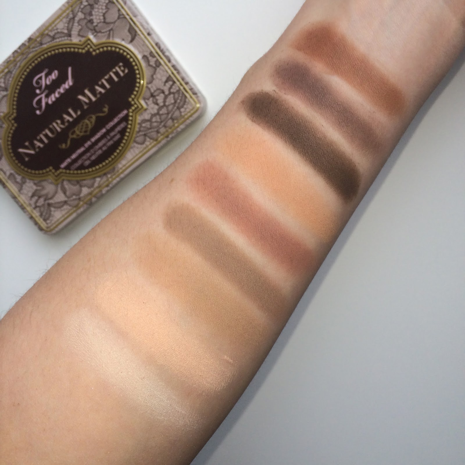 Too Faced Natural Matte Eyeshadow Palette Swatches Too Faced Natural Matte Eyeshadow Palette Swatches