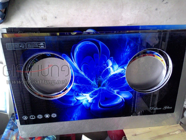 Dịch vụ in tranh kính cường lực trên mặt kính bếp gas Dịch vụ in tranh kính cường lực trên mặt kính bếp gas