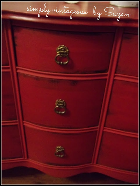 red, dresser, emeror's silk, annie sloan, chalk paint, original hardware