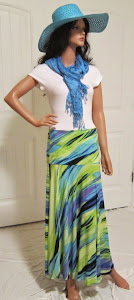 Cool Tropical Splash Maxi Skirt in Ocean Colors