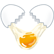 卵を割ったイラスト（白い殻）