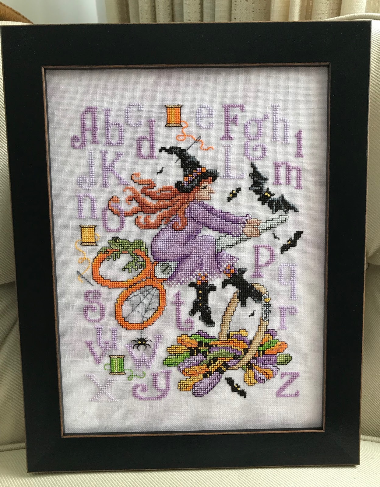 Stitching the Night Away in Illinois Stitching Witch Framed