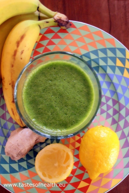 smoothie, spinach, banana, ginger, spinach smoothie, banana smoothie, healthy breakfast, breakfast smoothies