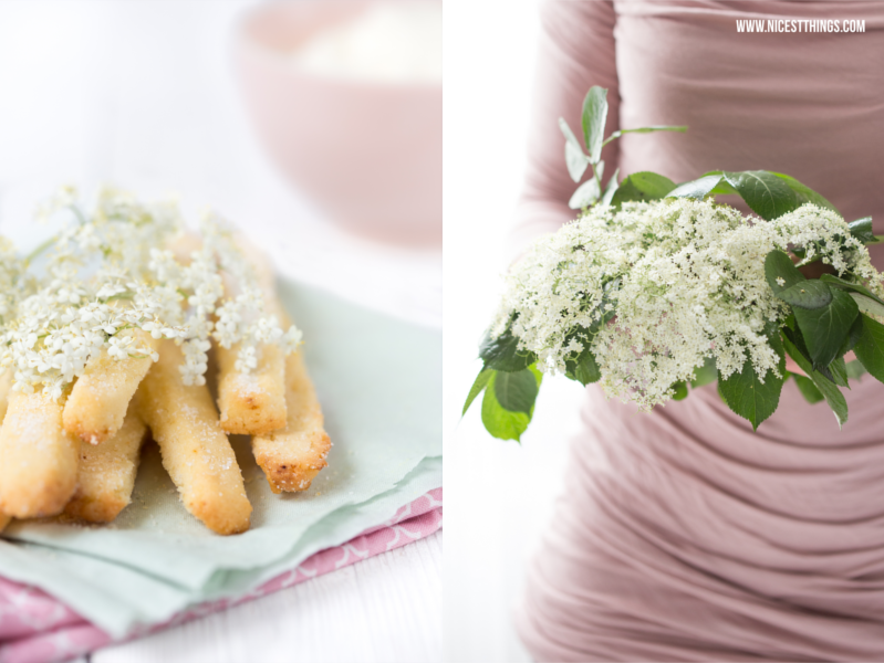 Cookie Fries mit Holunderblüten in Händen Fotografie Styled Shoot romantisch