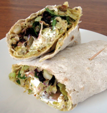 lavash with hummus and vegetables