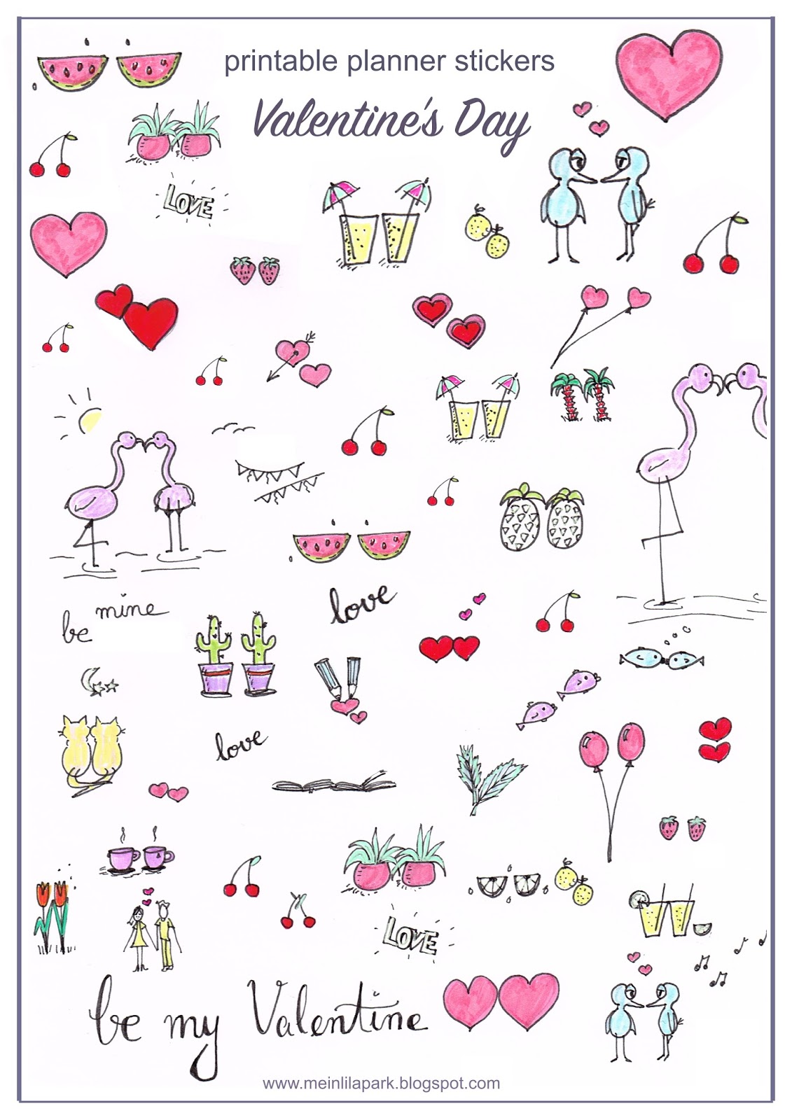 Free Printable Planner Stickers With Lots Of Love Stickers Freebie