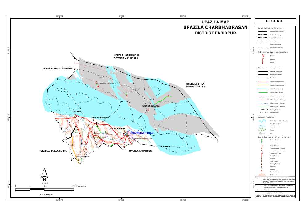 Charbhadrasan Upazila Map Faridpur District Bangladesh