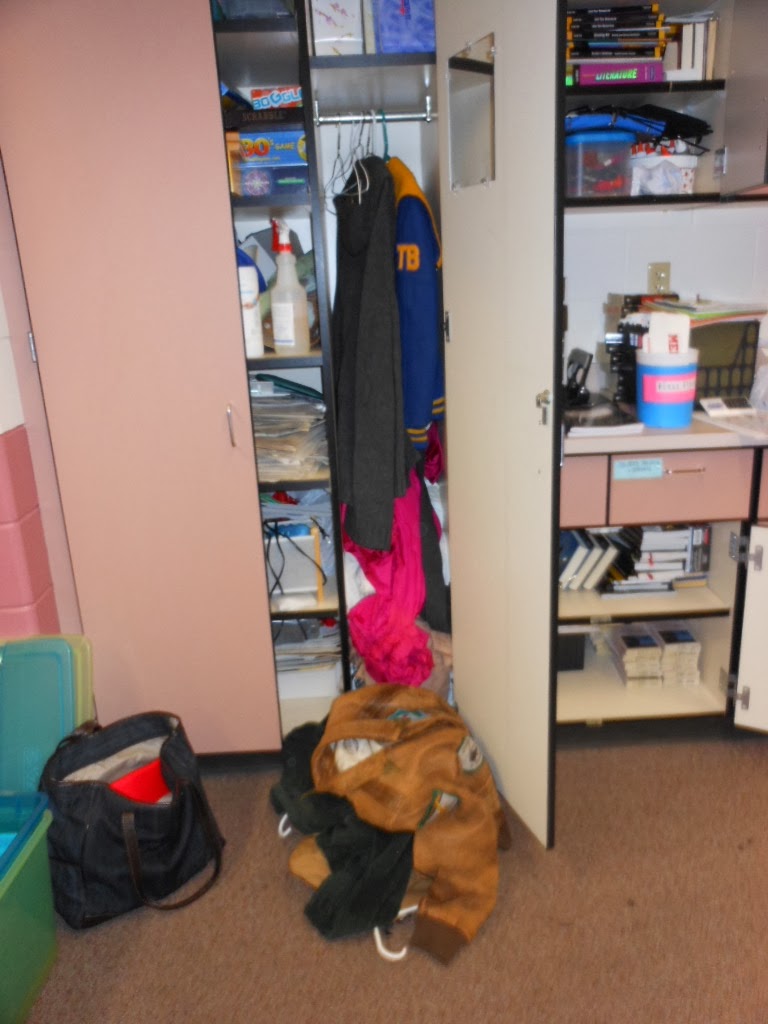 If you open my closet door, something might fall out. {Classroom Disorganization: Organizing My Classroom One Step at a Time)