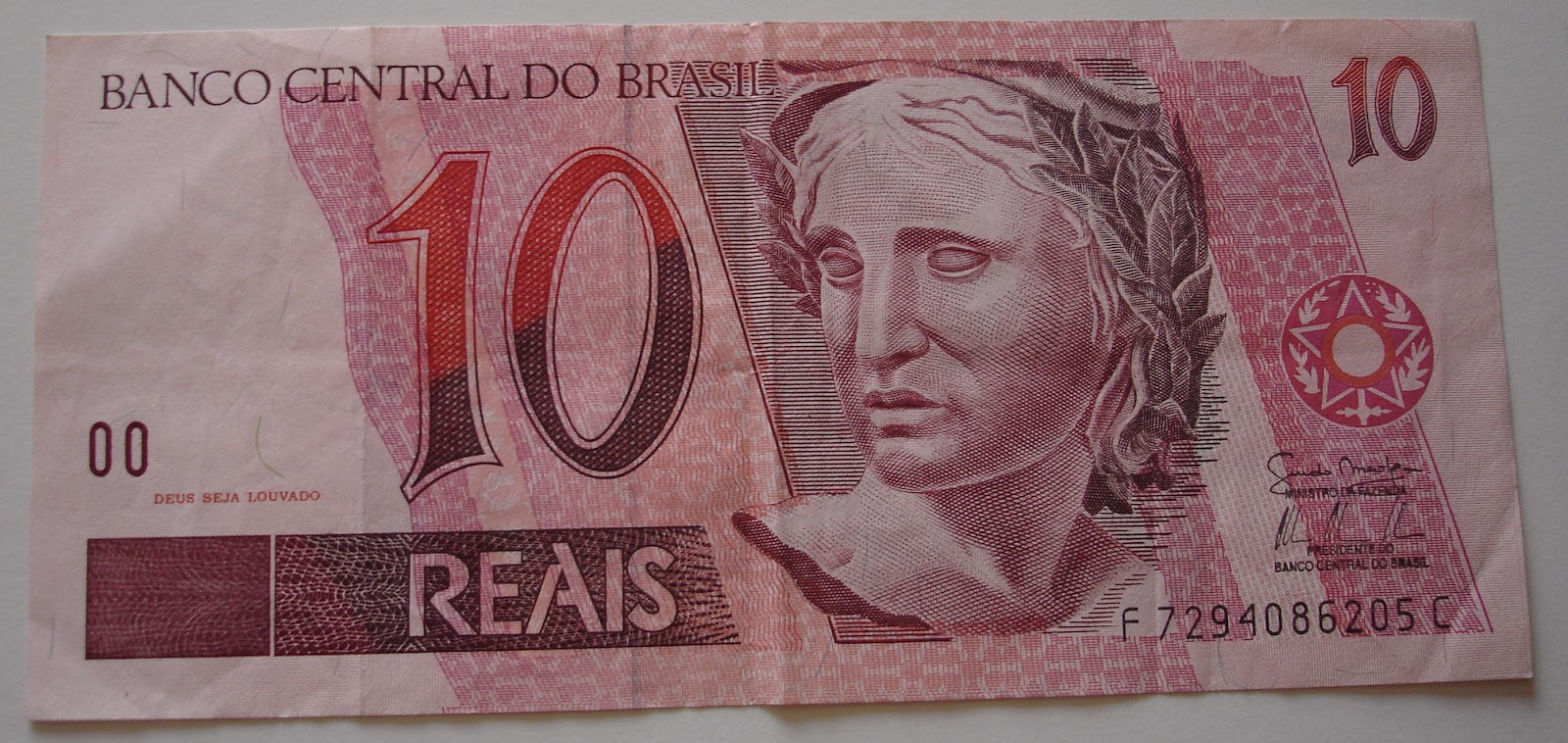 Numismática Bahia: Cédula antiga de 10 Reais Brasileiro
