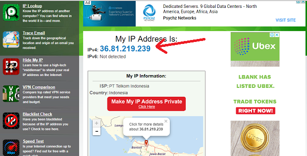 cara melihat ip address public