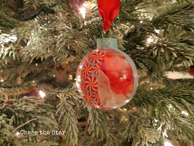 diy, christmas, holiday, ornament, mod podge, streamers, washi tape, craft tape, craft, tree, lights