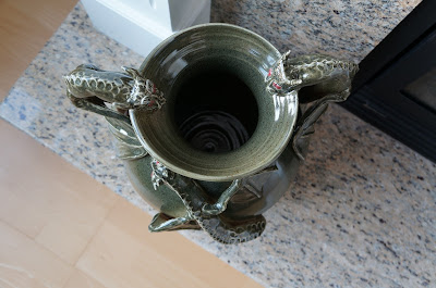 Gigantic hand thrown ceramic dragon pot, pottery by Lily L.