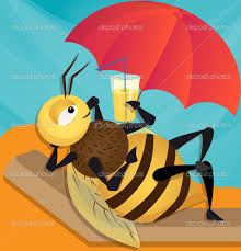Apiculteur en vacances Dessin d'abeille sous un parasol