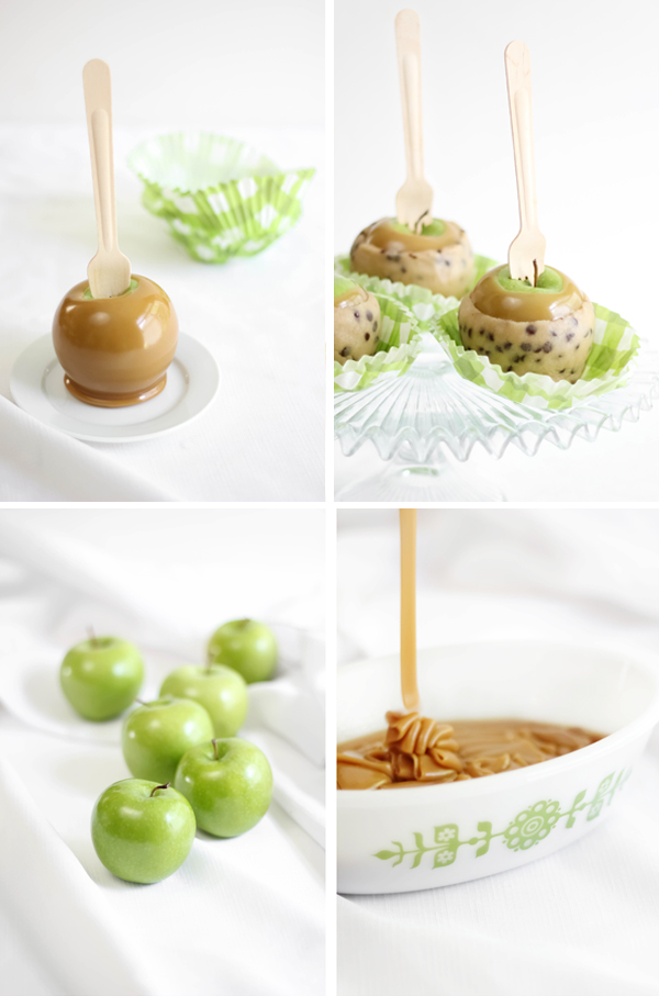 Chocolate Chip Cookie Dough Caramel Apples - Sprinkle Bakes