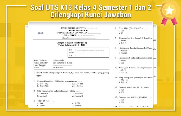 Soal Uts K13 Kelas 4 Semester 1 Dan 2 Dilengkapi Kunci Jawaban