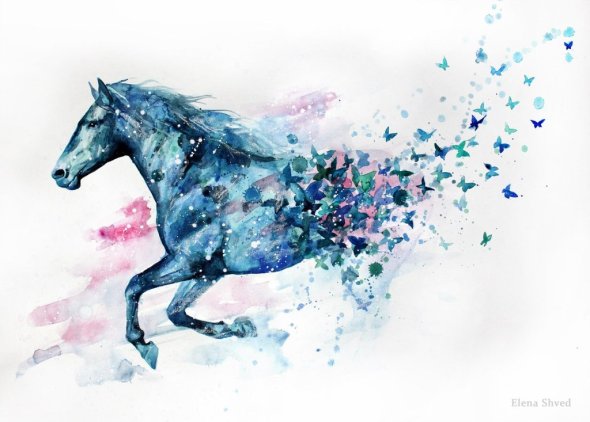 As coloridas aquarelas retratando animais de Elena Shved Elena Shved deviantart pinturas aquarelas coloridas animais manchados cavalos gatos cachorros leões tigres cores