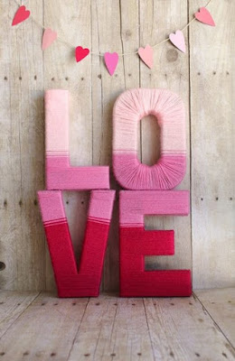 Adorno 3D Love con lanas Palabra con letras 3D adornada con lanas