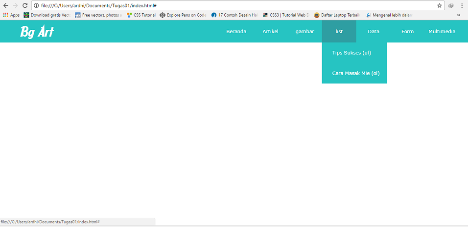 Membuat Navbar Sederhana Dengan Menu Dropdown Menggunakan Html Dan Css ... image.