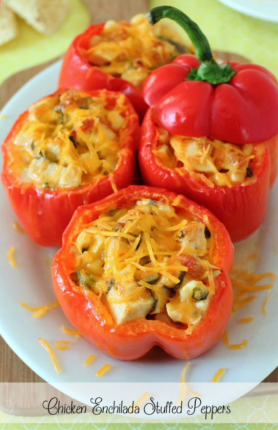 Cream Cheese Chicken Enchilada Stuffed Peppers