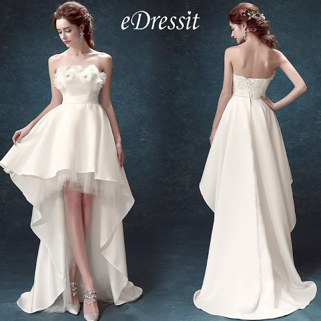 White Strapless Corset Back long Wedding Bridal Dress