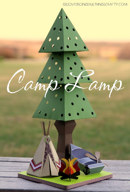 Pine Tree Paper Camping Scene Lamp and | Camp Lamp | SVGCuts