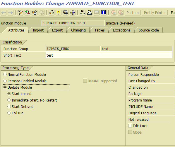 SAP Technical How to create a update function module