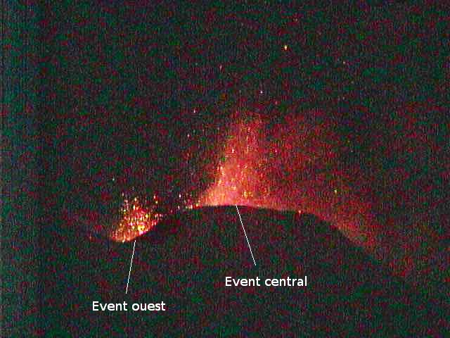 Deux évents actifs sur le volcan Etna, 14 décembre 2013