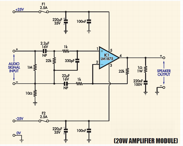 Lm1875 Audio Amplifier Circuit Diagram