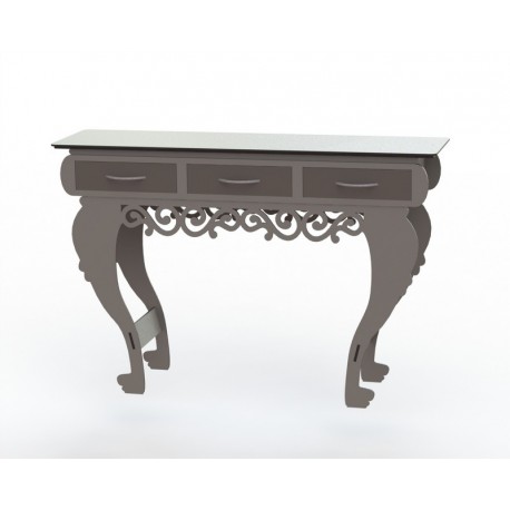 Table with Three Drawers Laser Cut  Vector