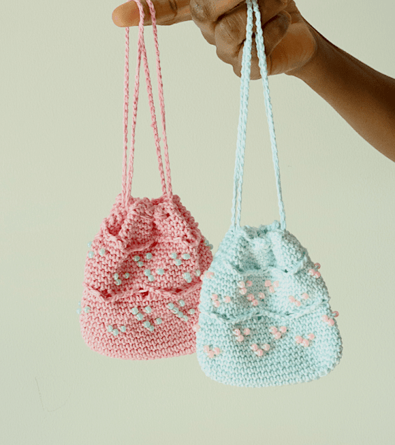 crochet drawstring bag