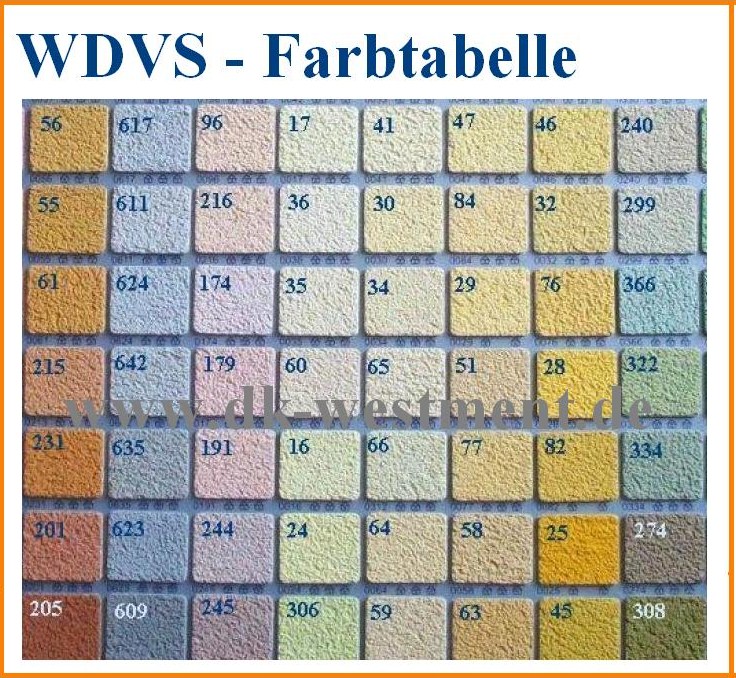 WDVS Fassadendämmung: Farbtabelle WDVS