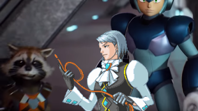 Franziska with Rocket the Raccoon and Mega Man the Man Franziska von Karma Rocket Raccoon Mega Man Marvel Guardians of the Galaxy Capcom