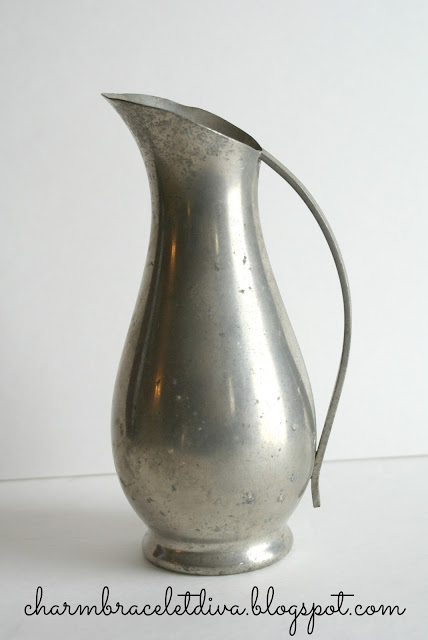 pewter pitcher vase flower holder