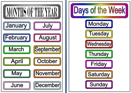 L'école sans les colles.: Months of the year / Days of the week / Seasons