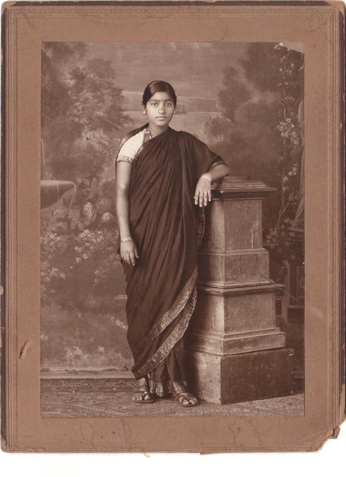 Marathi Lady in Saree Studio Photograph, c1900 Old Indian Photos