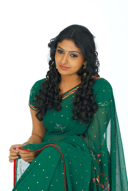 Tamil Actress Monica in Green Saree Photo Shoot Stills