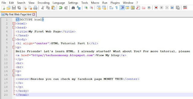 HTML Tutorial - Part 1 - HTML Guideline for Beginners - New Money Tech