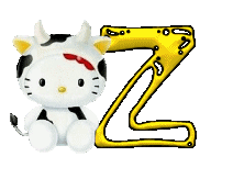 Alfabeto de Hello Kitty disfrazada de vaquita Z.