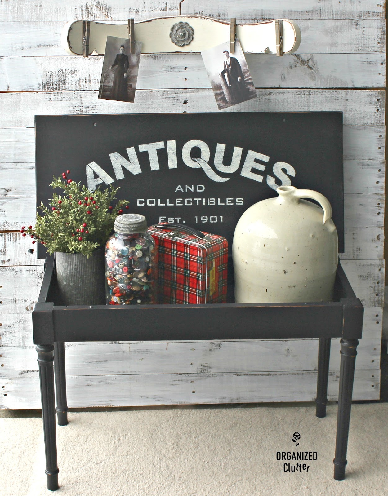 Garage Sale Piano Bench Upcycle with Buffalo Checks/Antiques Stencils