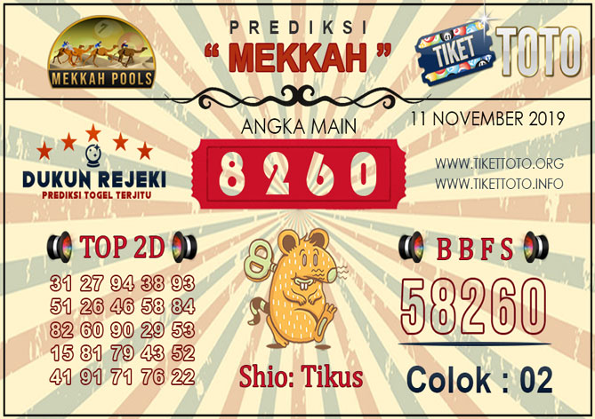 Prediksi Togel MEKKAH TIKETTOTO 11 NOVEMBER 2019