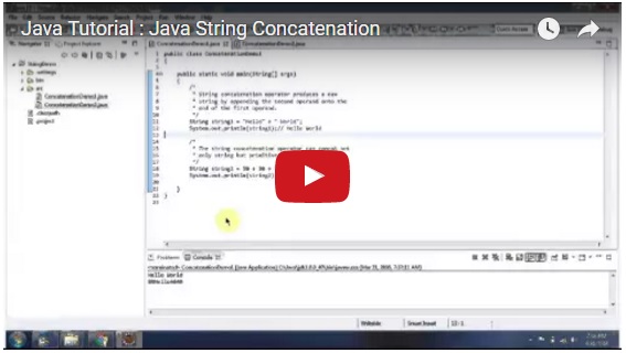 Java Tutorial : Java String Concatenation