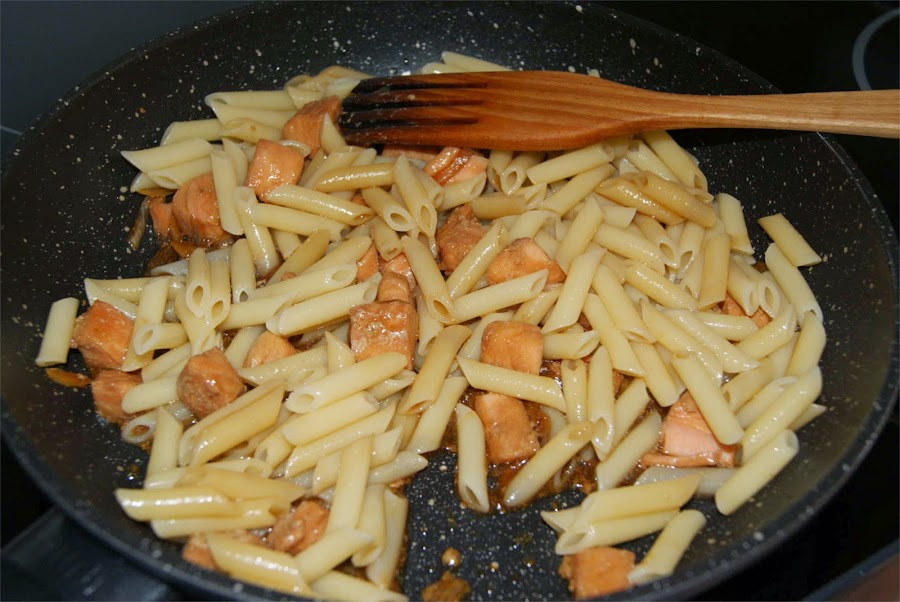 Macarrones con salmón paso 4