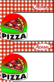 Fiesta con pizza: etiquetas para chicles Adams, para imprimir gratis.