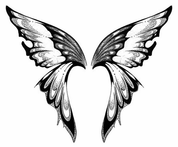 Butterfly wings tattoo stencil. 